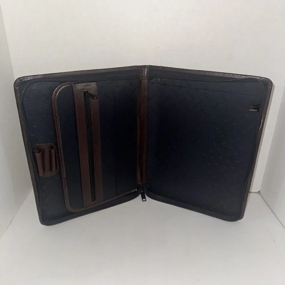 Vintage Samsill 70734 Brown Zip Portfolio Organizer Executive Padfolio